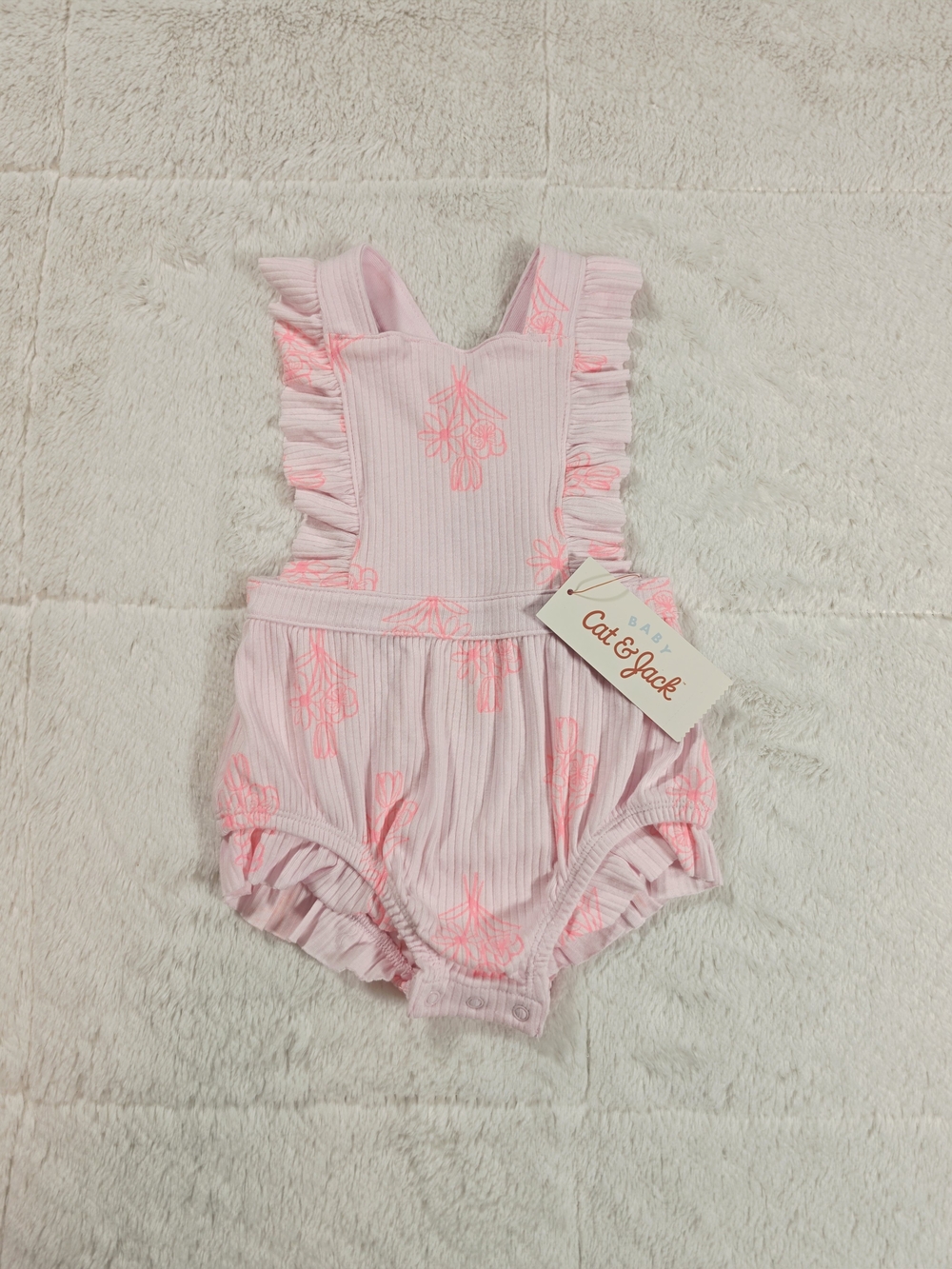 Cat & Jack Light Pink Ruffle Floral Baby Romper(OBX-09,OBX-10)